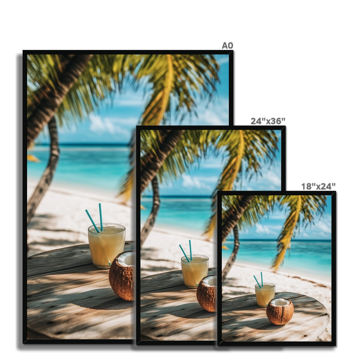 Jen Fargeot Creative | Beach | Wall Art | Beach, Coconut and Pina Colada | Framed Print