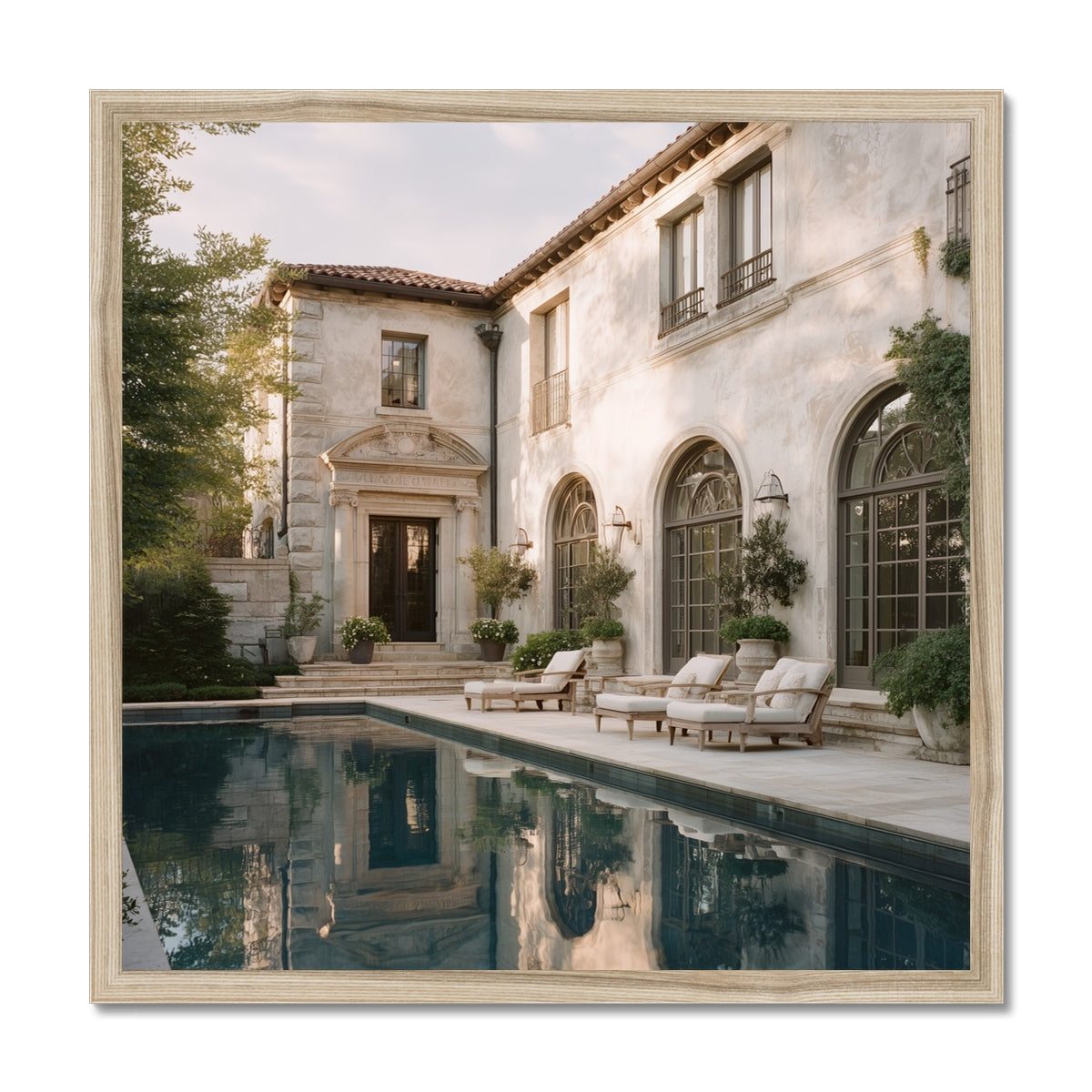 Jen Fargeot Creative | Architecture | Wall Art | The Mansion's Poolside (2) | Framed Print