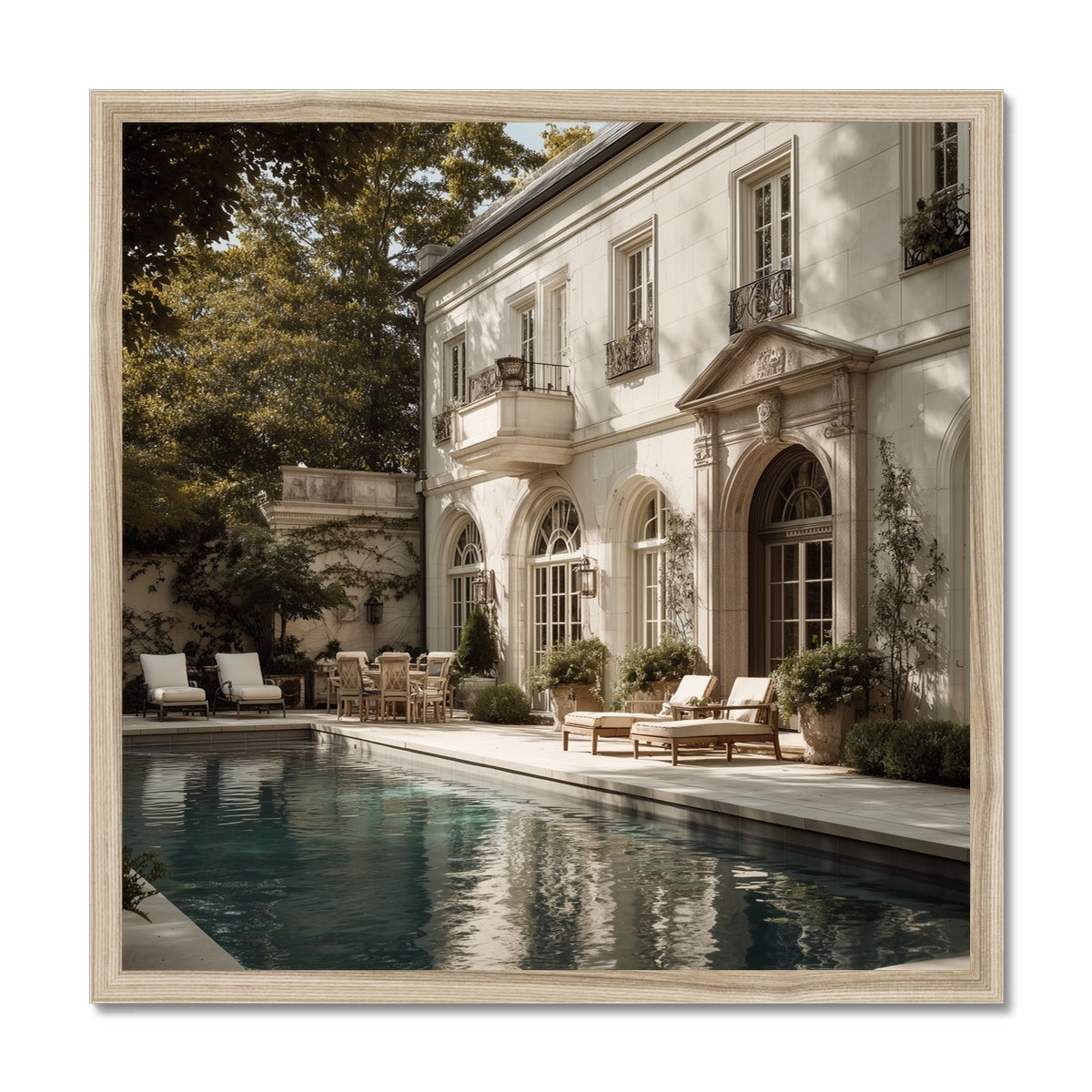 Jen Fargeot Creative | Architecture | Wall Art | The Mansion's Poolside | Framed Print