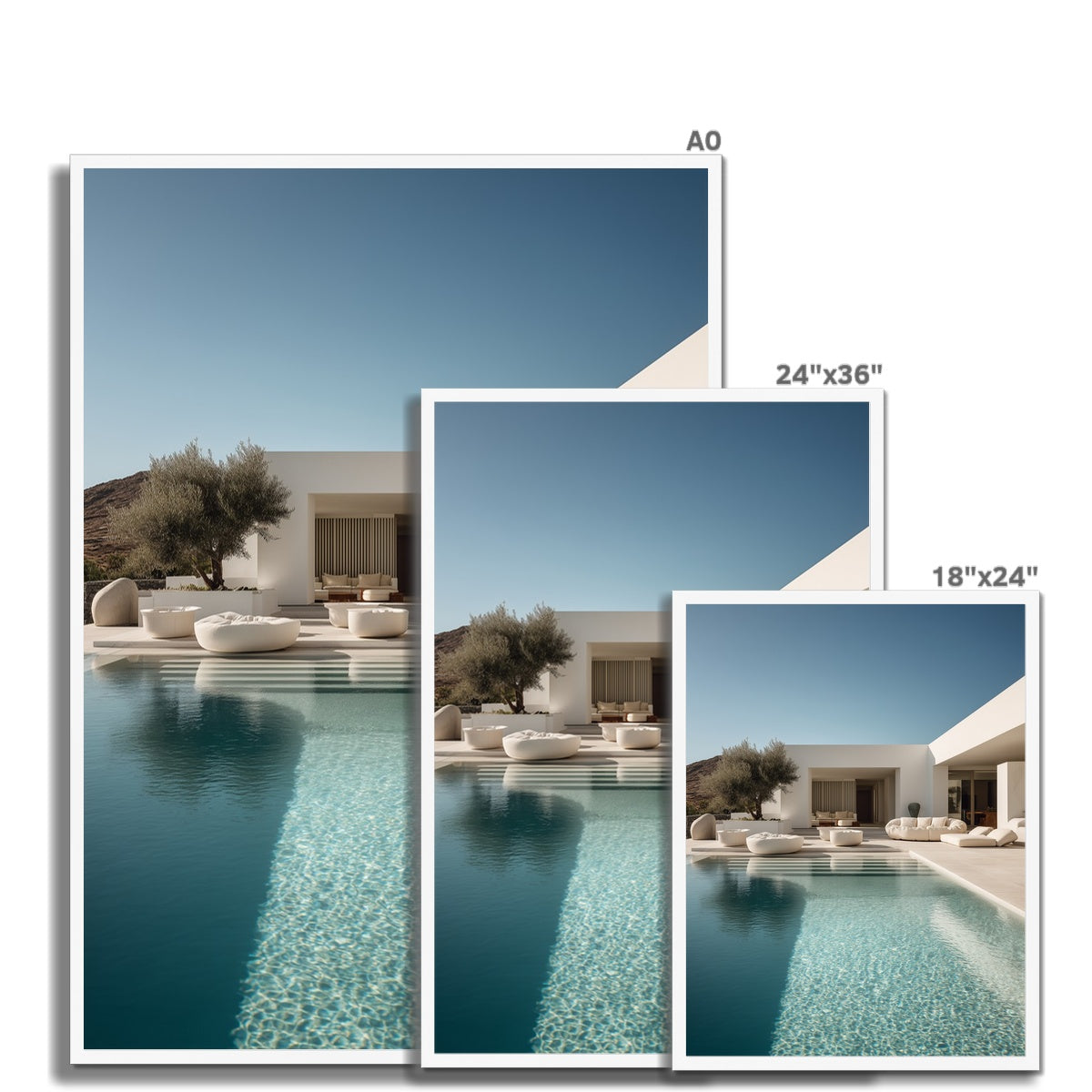 Jen Fargeot Creative | Mediterranean | Wall Art | A Mykonos Villa (2) | Framed Print