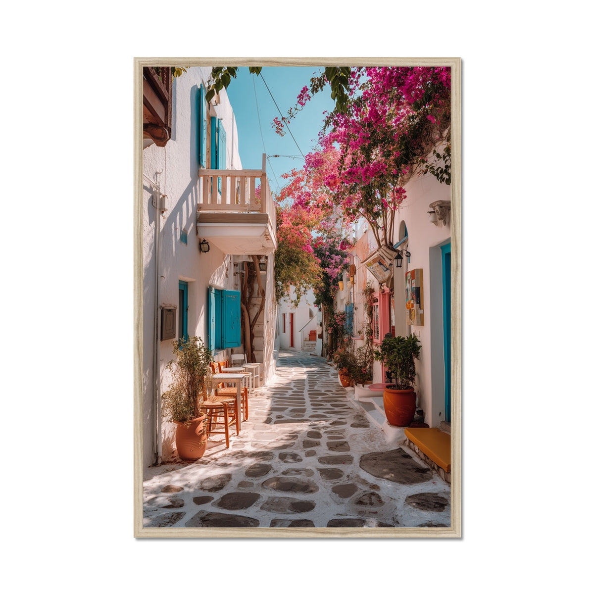 Jen Fargeot Creative | Mediterranean | Wall Art | A Mykonos Street | Framed Print