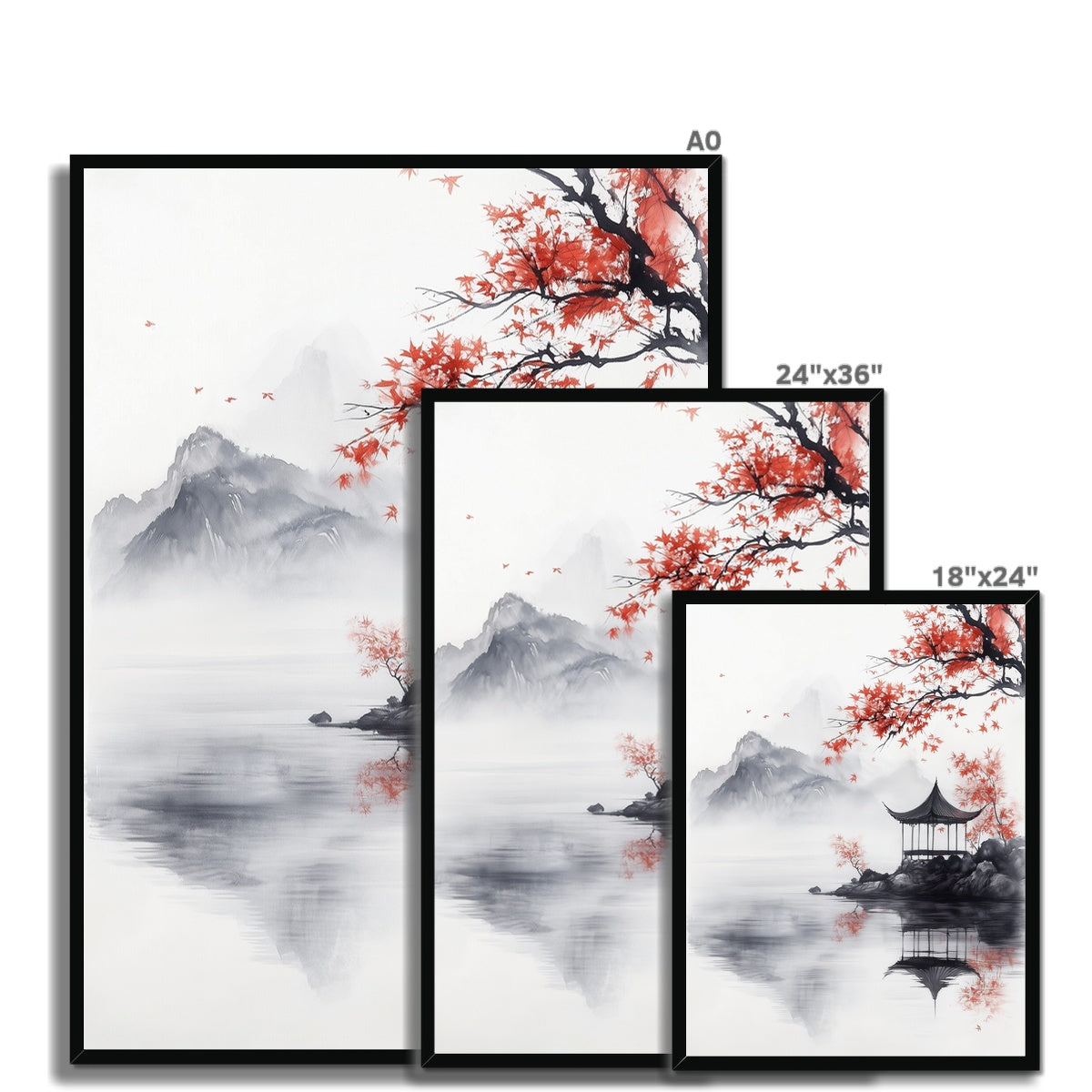 Jen Fargeot Creative | Japanese | Wall Art | Pavilion in the Mist | Framed Print
