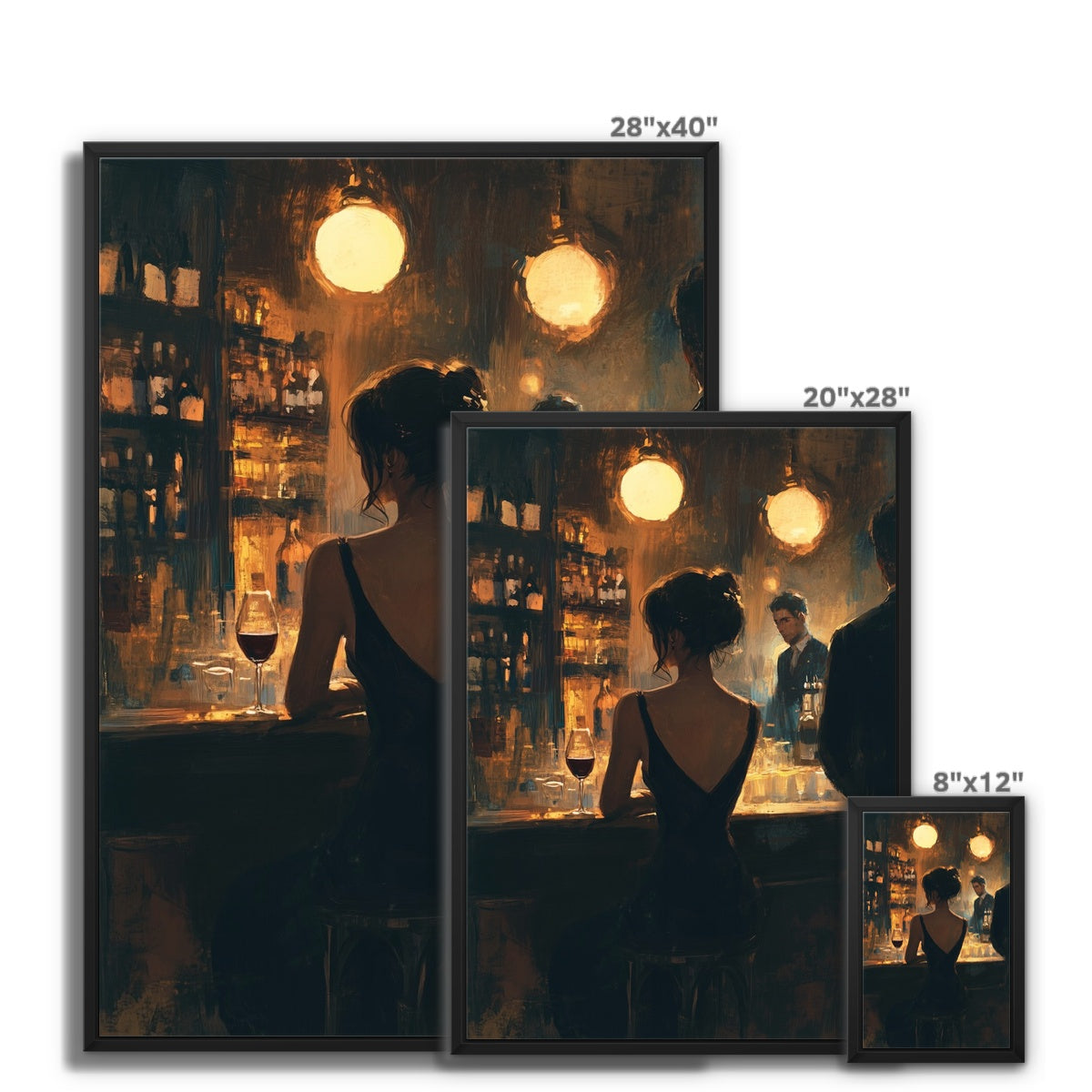 Jen Fargeot Creative | Portrait | Wall Art | Alone at the Bar | Framed Canvas