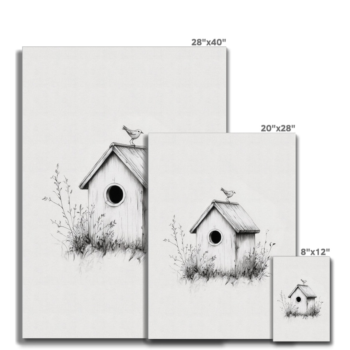 Jen Fargeot Creative | Pencil Drawing | Wall Art | Bird House | Canvas