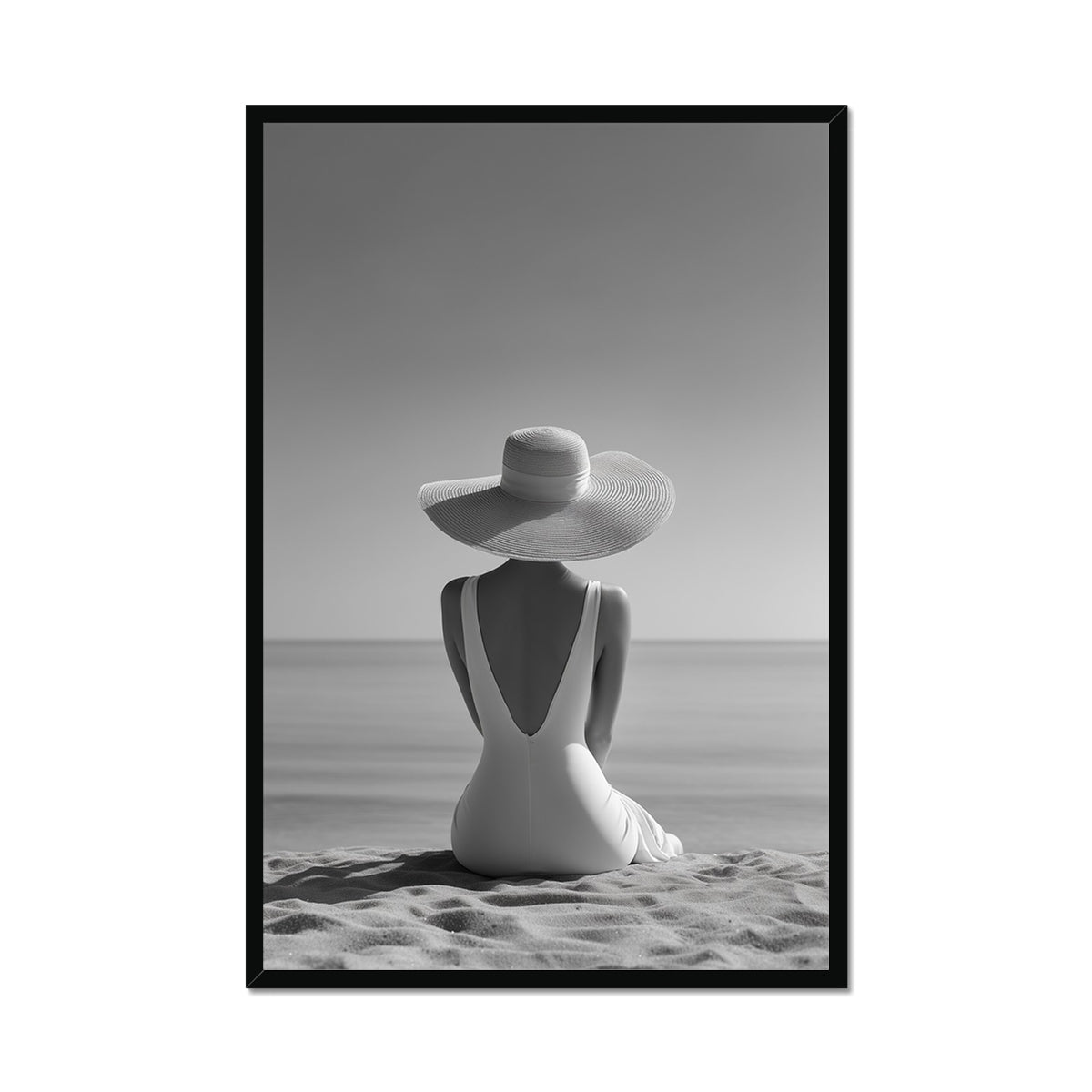 Jen Fargeot Creative | Black & White | Wall Art | Sitting on the Beach | Framed Print