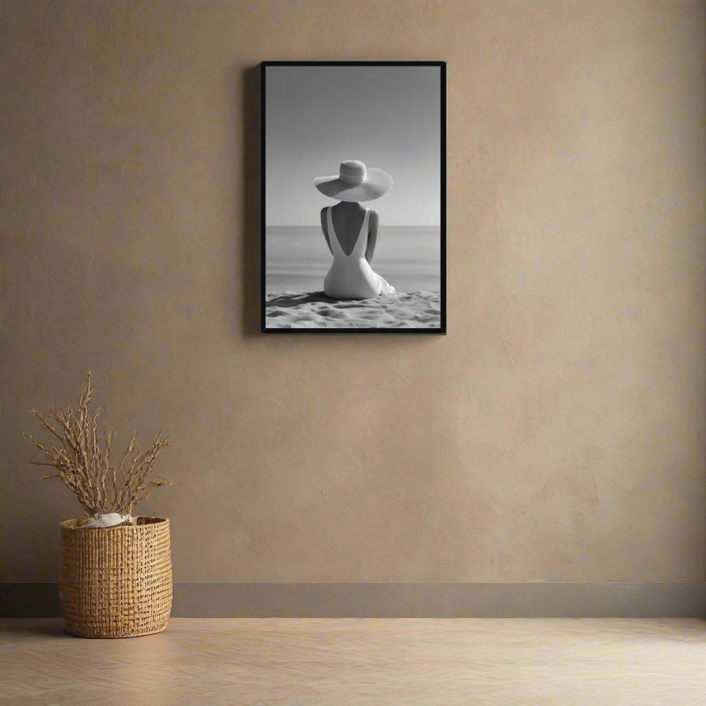 Jen Fargeot Creative | Black & White | Wall Art | Sitting on the Beach | Framed Print