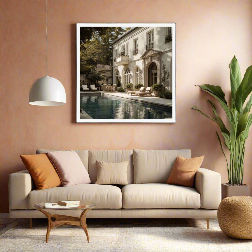 Jen Fargeot Creative | Architecture | Wall Art | The Mansion's Poolside | Framed Print
