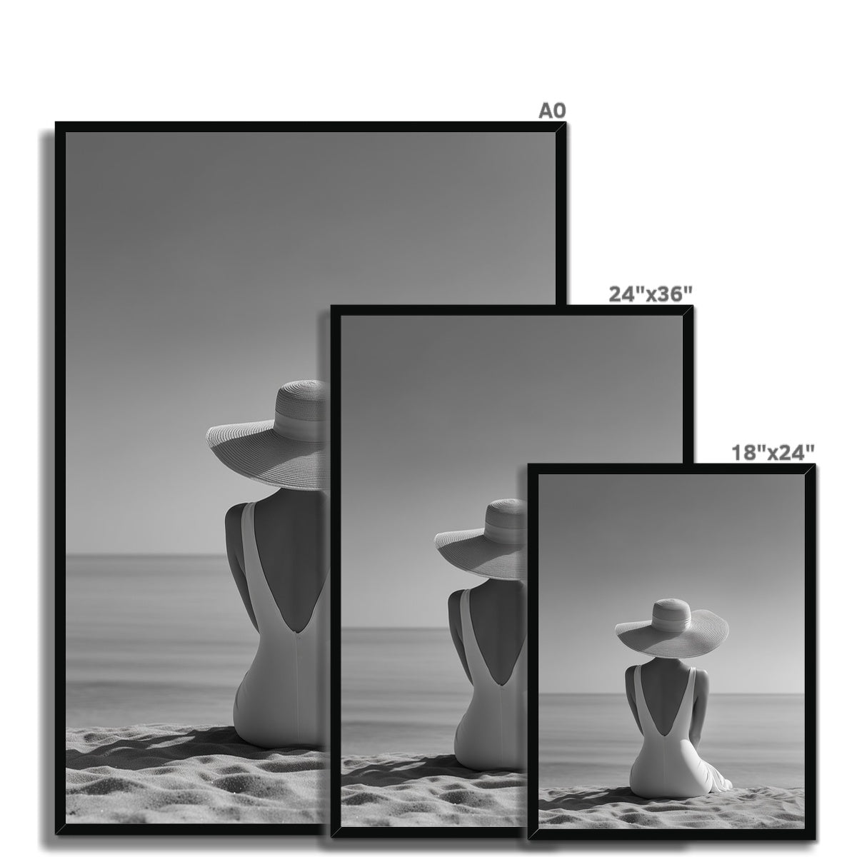 Jen Fargeot Creative | Black & White | Wall Art | Sitting on the Beach | Framed Print