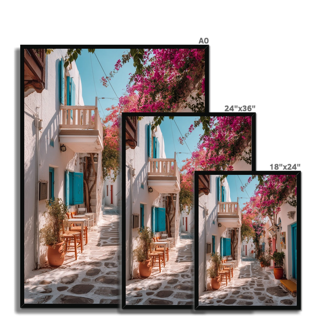Jen Fargeot Creative | Mediterranean | Wall Art | A Mykonos Street | Framed Print