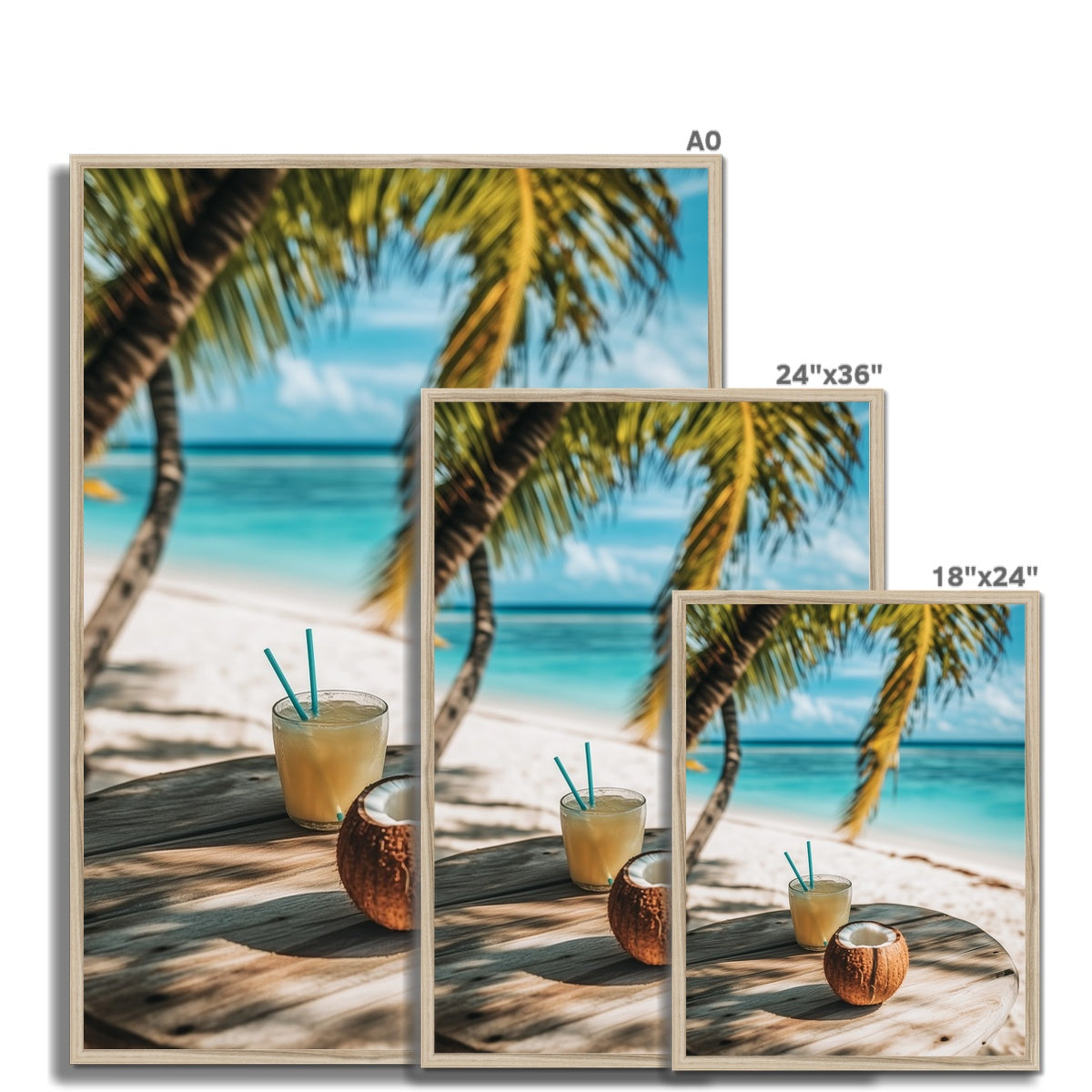 Jen Fargeot Creative | Beach | Wall Art | Beach, Coconut and Pina Colada | Framed Print