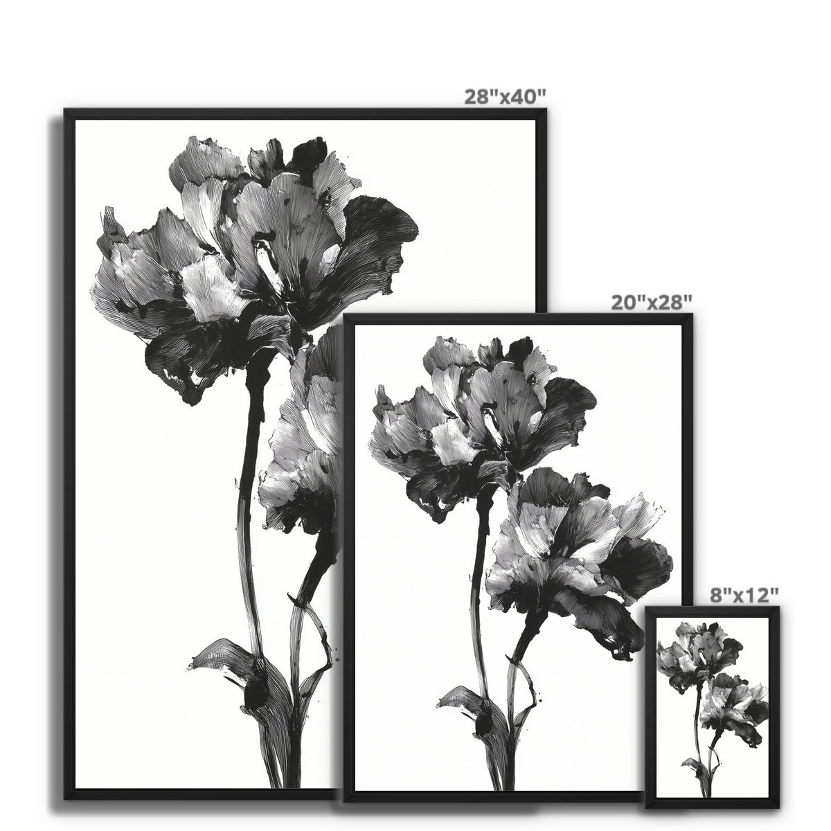 Jen Fargeot Creative | Botanical | Wall Art | Ink Flowers (2) | Framed Canvas