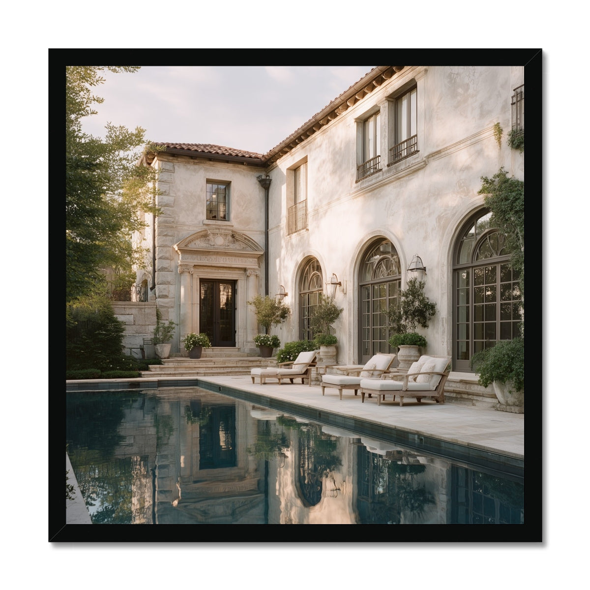 Jen Fargeot Creative | Architecture | Wall Art | The Mansion's Poolside (2) | Framed Print