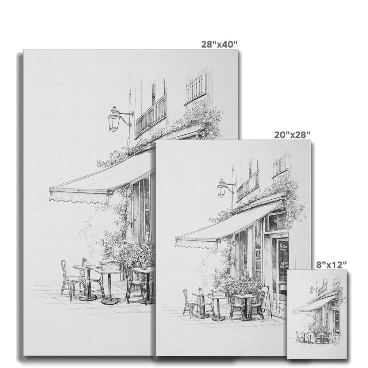 Jen Fargeot Creative | Parisian Coffee Shop Sketch Side Profile (2) | Wall Art | Canvas