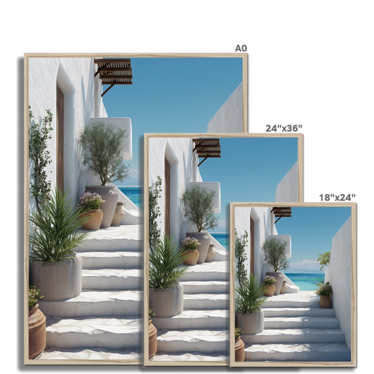 Jen Fargeot Creative | Mediterranean | Wall Art | Greek Stairs | Framed Print
