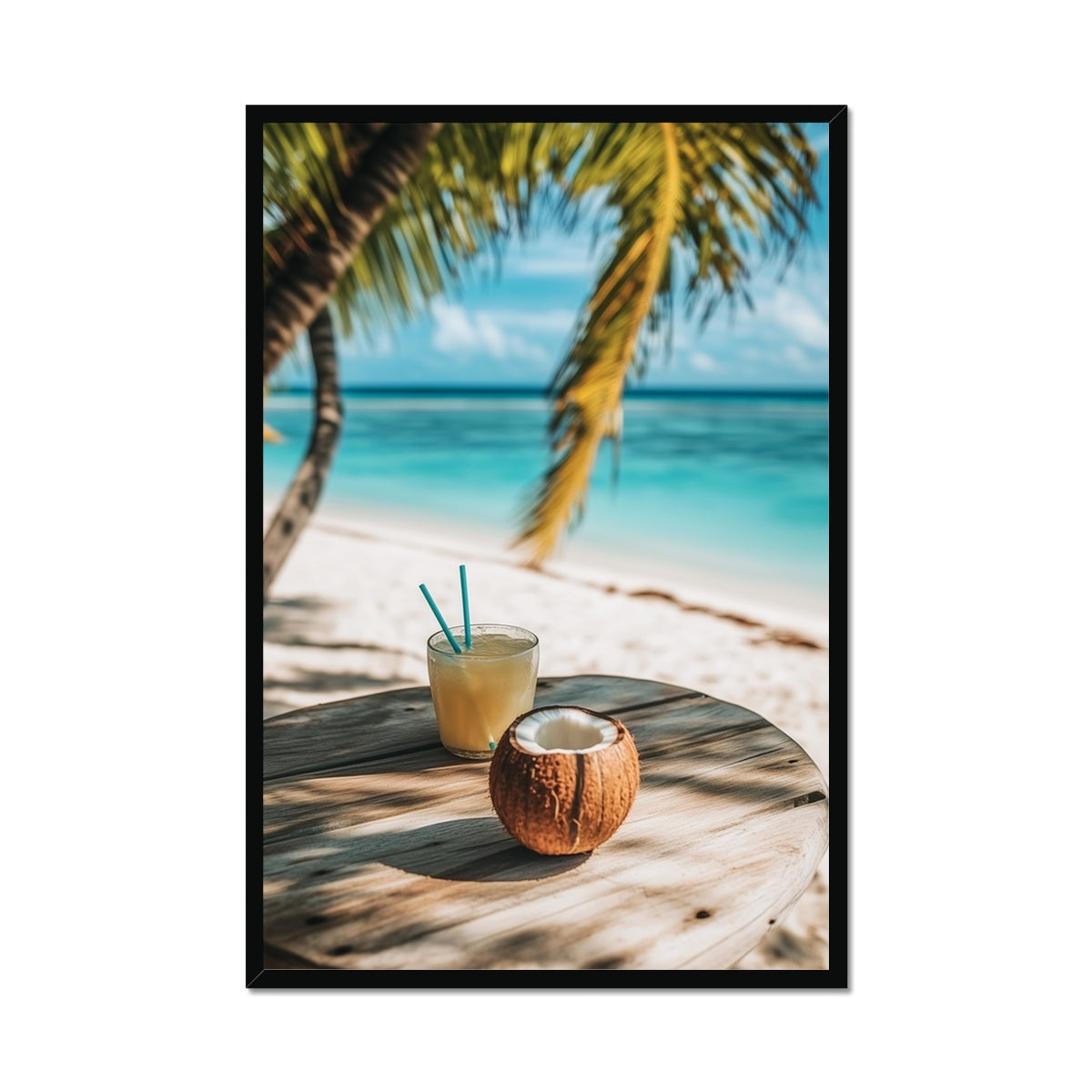 Jen Fargeot Creative | Beach | Wall Art | Beach, Coconut and Pina Colada | Framed Print