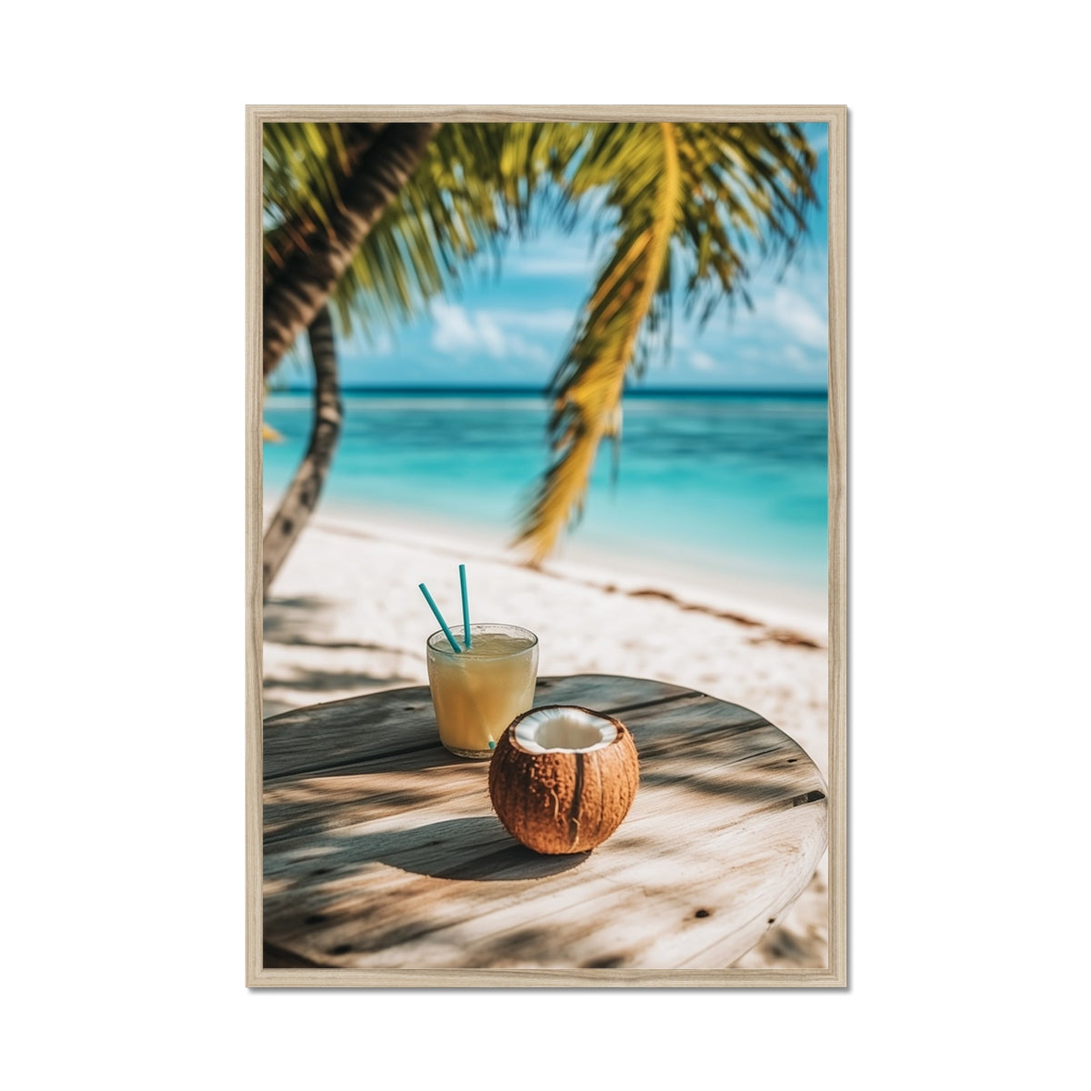 Jen Fargeot Creative | Beach | Wall Art | Beach, Coconut and Pina Colada | Framed Print