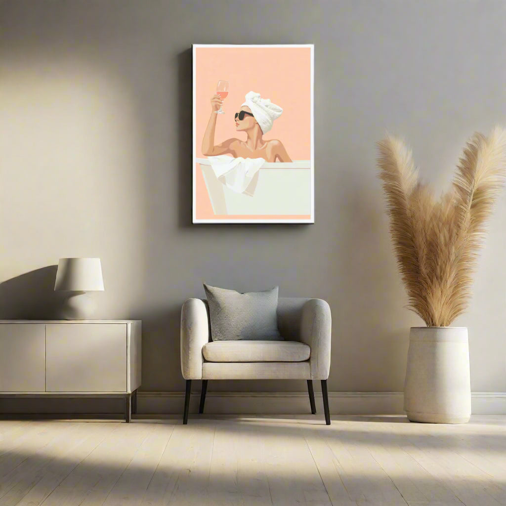Jen Fargeot Creative | Quirky | Wall Art | Woman in the Tub | Framed Print