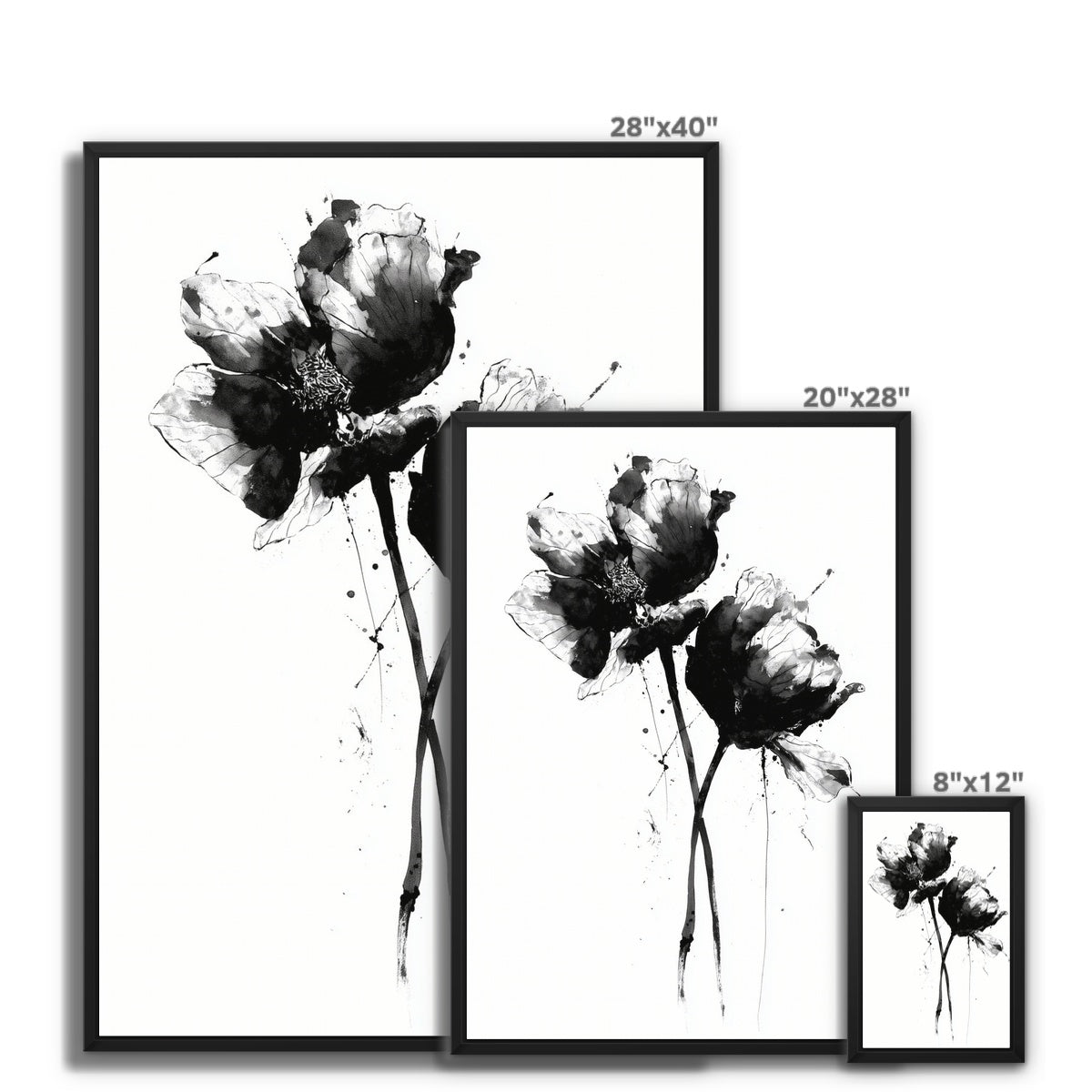 Jen Fargeot Creative | Botanical | Wall Art | Ink Flowers | Framed Canvas
