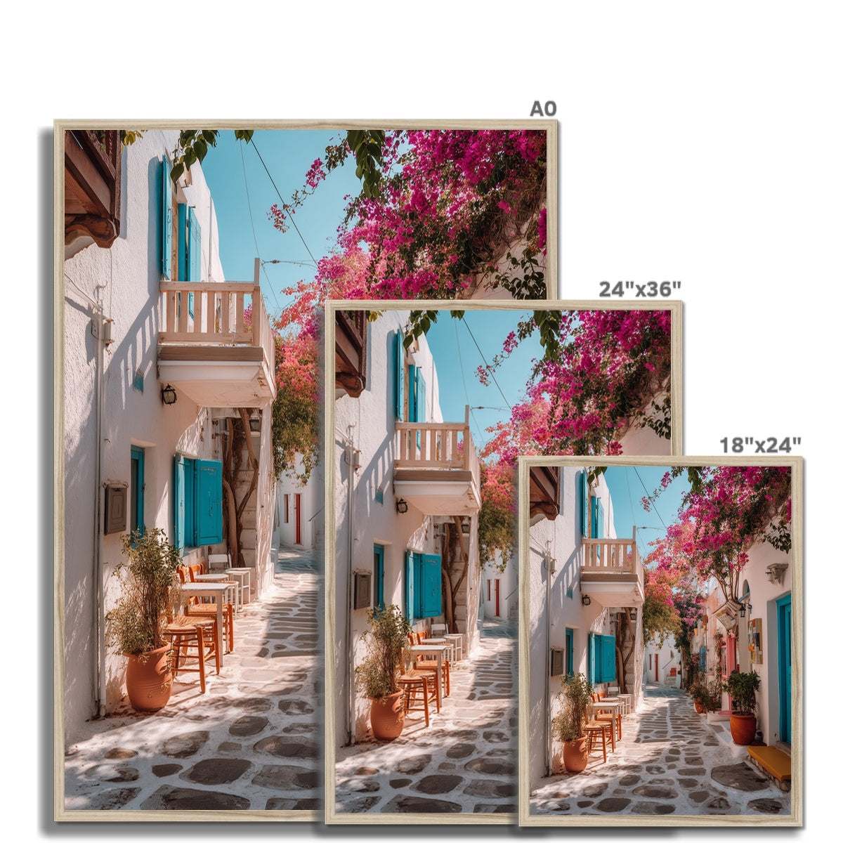 Jen Fargeot Creative | Mediterranean | Wall Art | A Mykonos Street | Framed Print