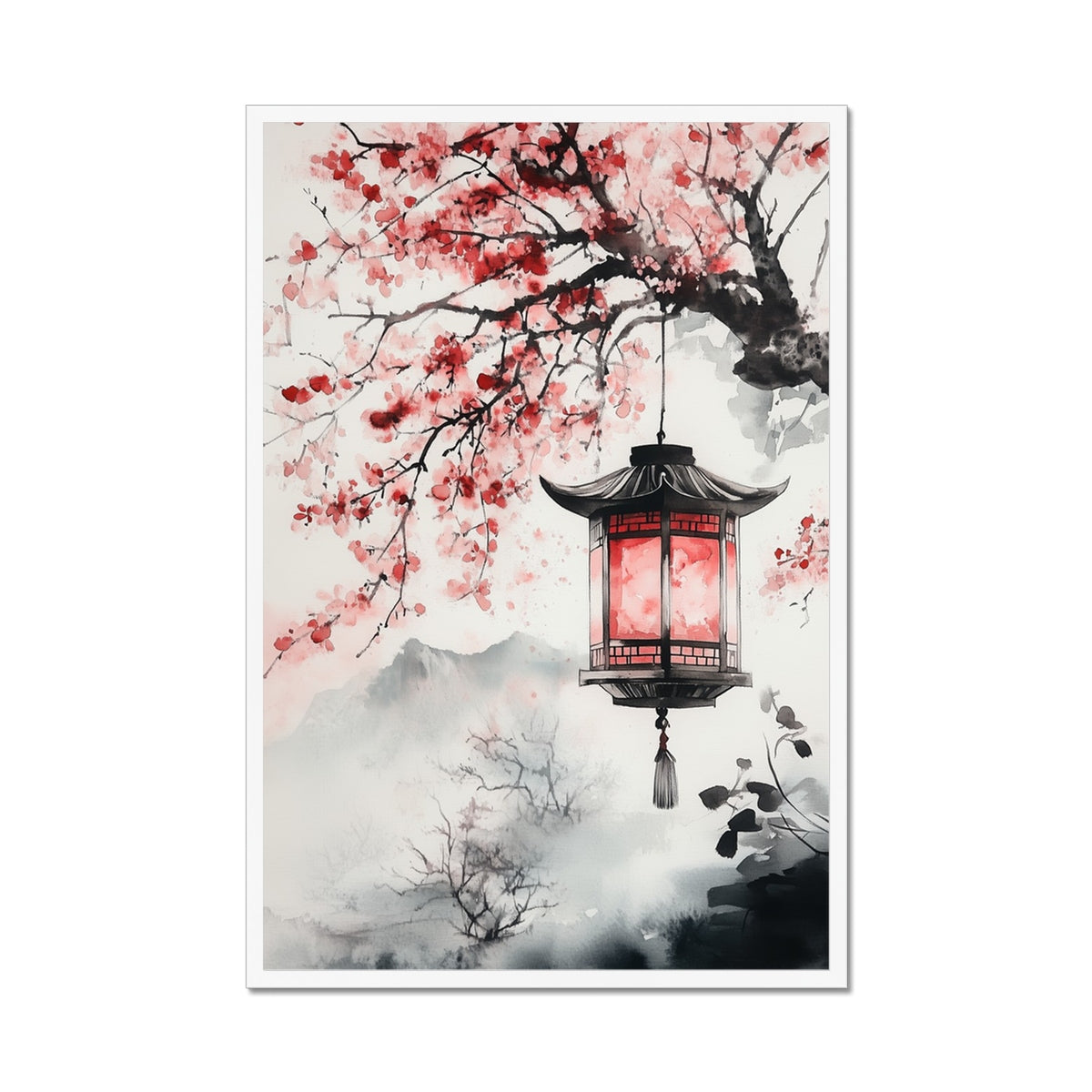 Jen Fargeot Creative | Japanese | Wall Art | Lantern under the Blossoms | Framed Print