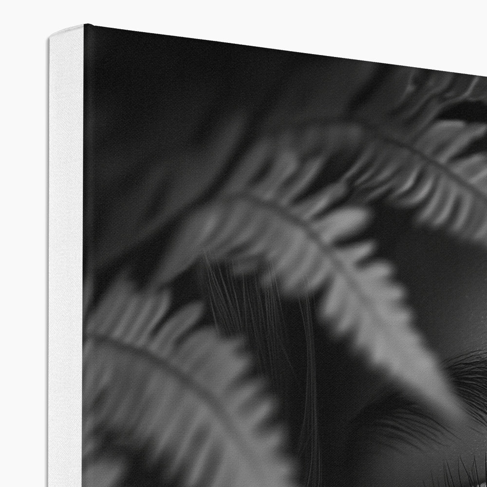 Jen Fargeot Creative | Black & White | Wall Art | Girl Behind Fern Leaves | Canvas