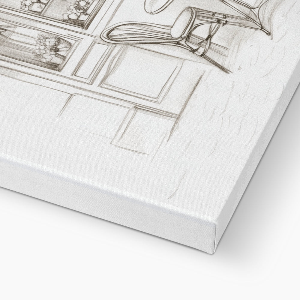 Jen Fargeot Creative | Pencil Drawing | Elegant Parisian Café | Wall Art | Canvas