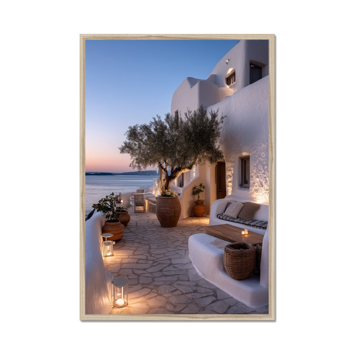 Jen Fargeot Creative | Mediterranean | Wall Art | A Mykonos Dusk (2) | Framed Print