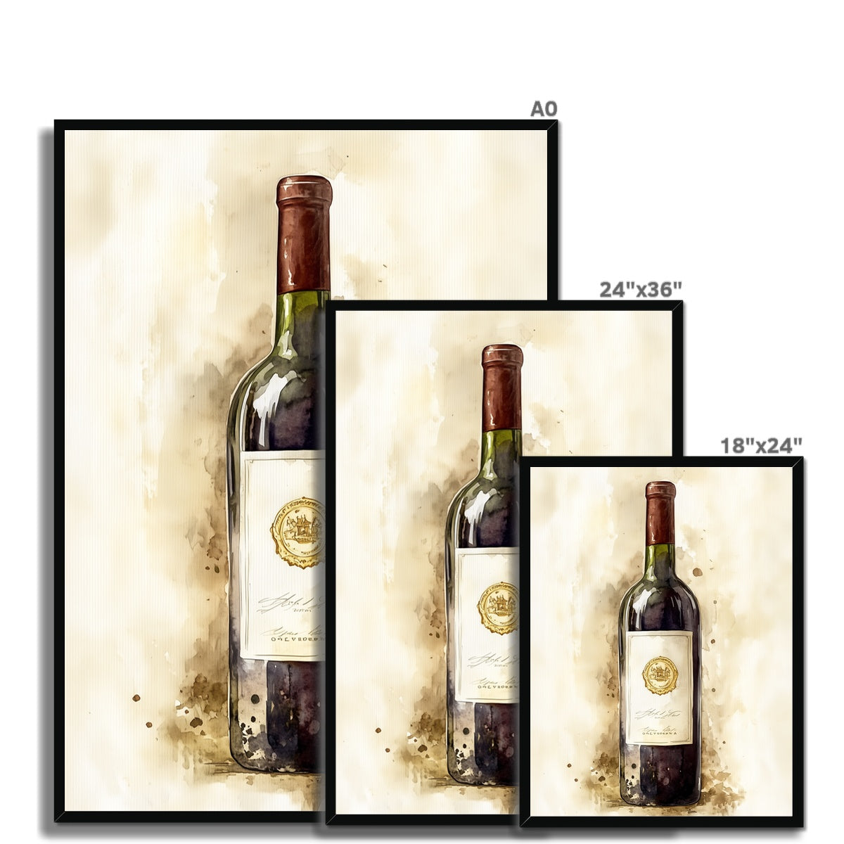 Jen Fargeot Creative | Watercolour | Wall Art | Vintage Wine | Framed Print