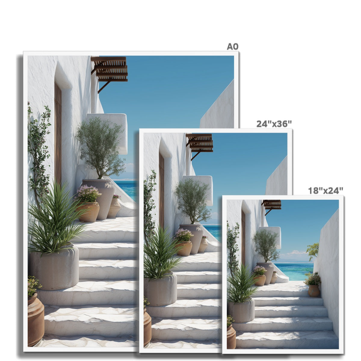 Jen Fargeot Creative | Mediterranean | Wall Art | Greek Stairs | Framed Print