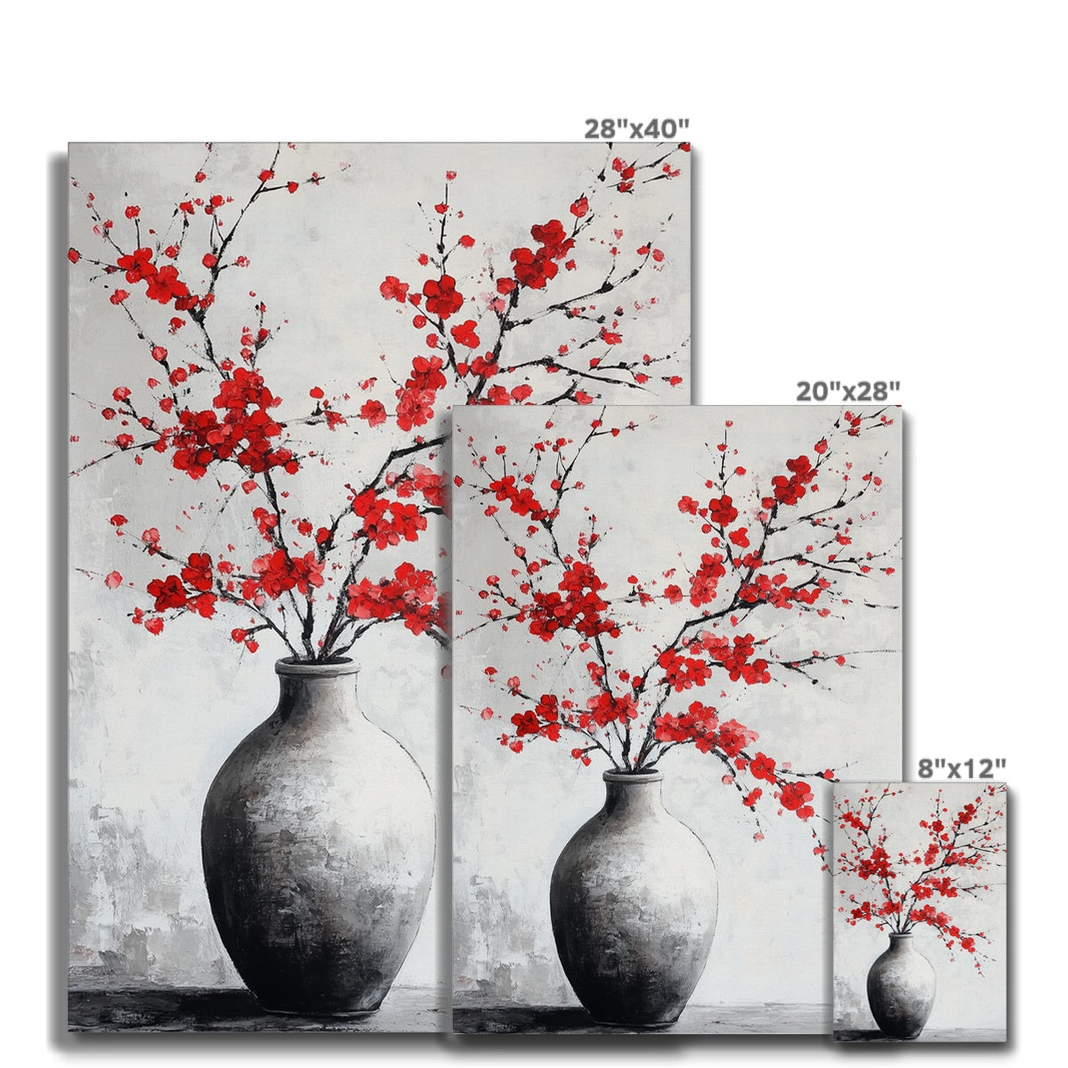 Jen Fargeot Creative | Japanese | Wall Art | Red Flowers in a Vase | Canvas