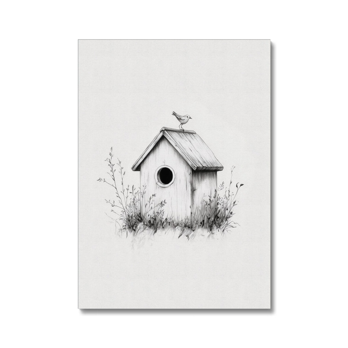 Jen Fargeot Creative | Pencil Drawing | Wall Art | Bird House | Canvas