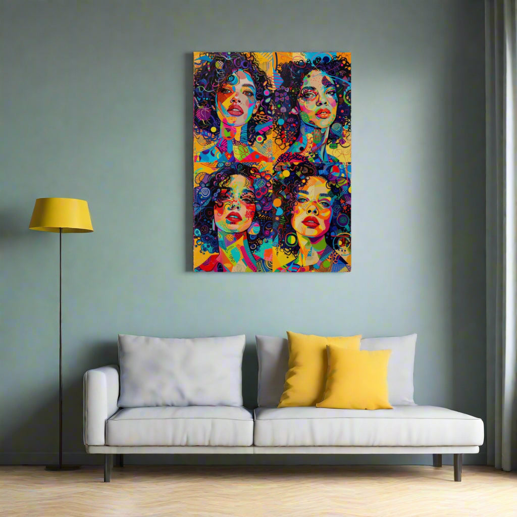 Jen Fargeot Creative | Pop Art | Wall Art | Estelle Quadriptyque | Canvas