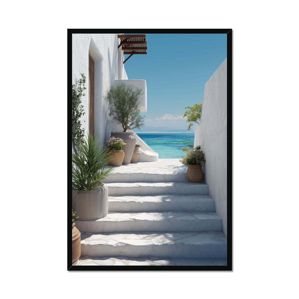 Jen Fargeot Creative | Mediterranean | Wall Art | Greek Stairs | Framed Print