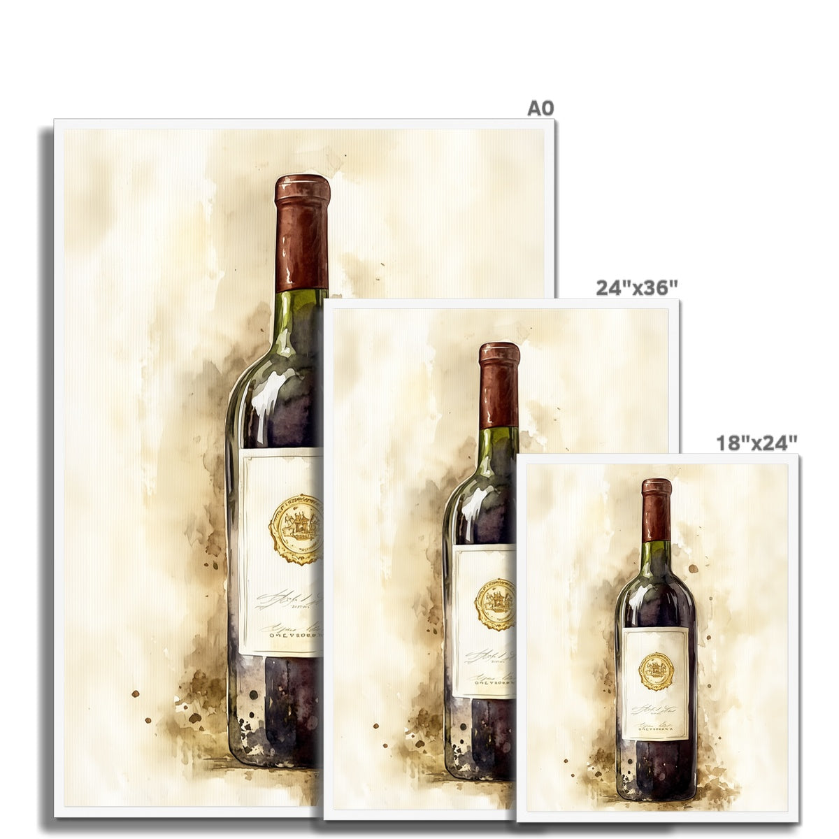 Jen Fargeot Creative | Watercolour | Wall Art | Vintage Wine | Framed Print