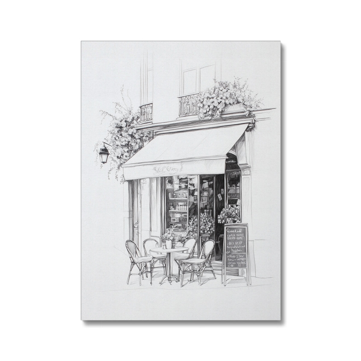 Jen Fargeot Creative | Pencil Drawing | Parisian Coffee Side Profile | Wall Art | Canvas