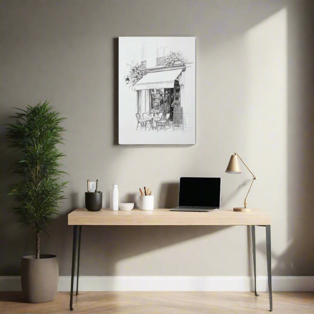 Jen Fargeot Creative | Pencil Drawing | Parisian Coffee Side Profile | Wall Art | Canvas