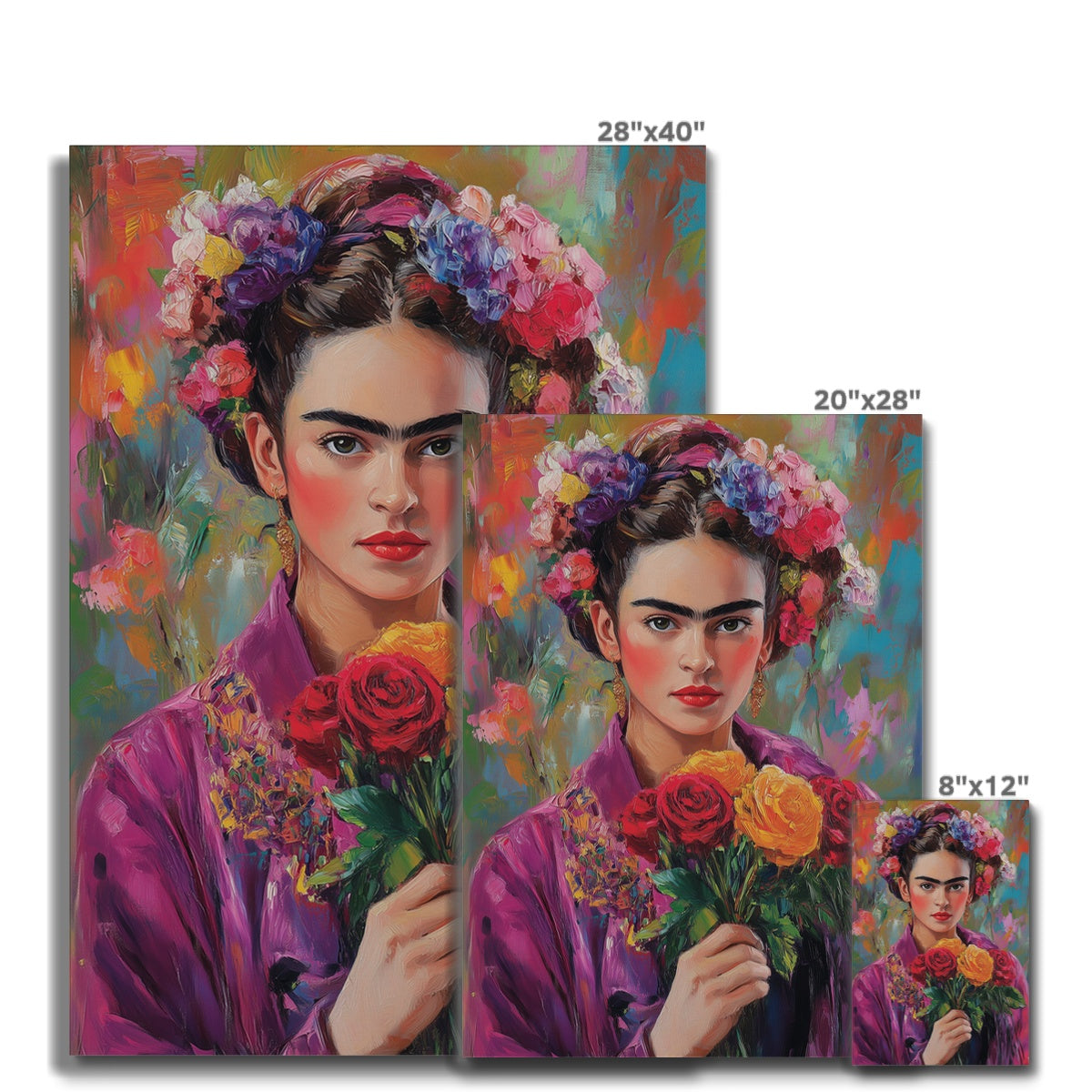 Jen Fargeot Creative | Portrait | Wall Art | Frida Kahlo with Flowers | Canvas