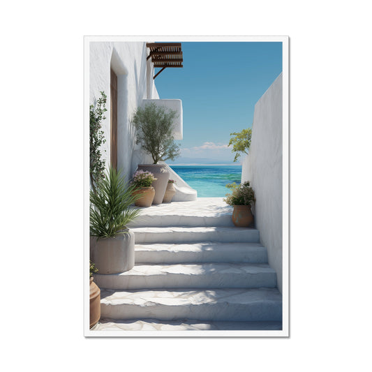 Jen Fargeot Creative | Mediterranean | Wall Art | Greek Stairs | Framed Print