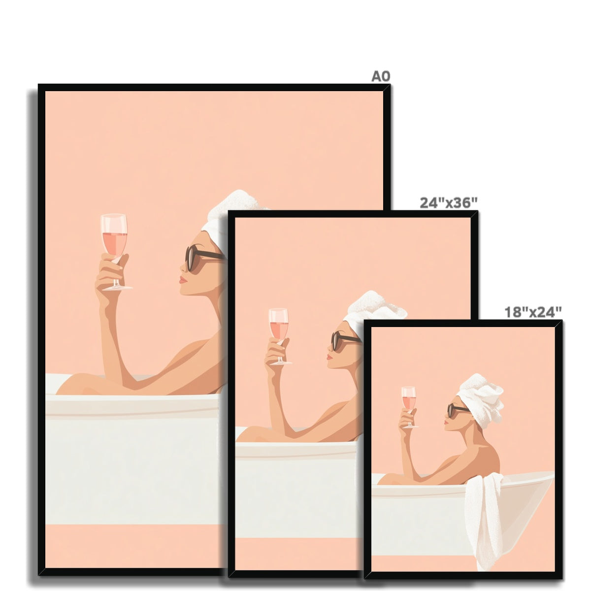 Jen Fargeot Creative | Illustration | Wall Art | Woman in the Tub (2) | Framed Print