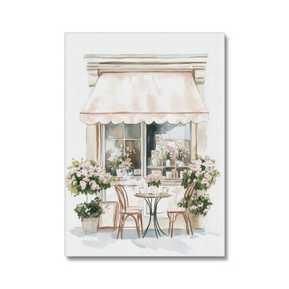 Jen Fargeot Creative | Watercolour | Parisian Café with Flower Pots | Wall Art | Canvas