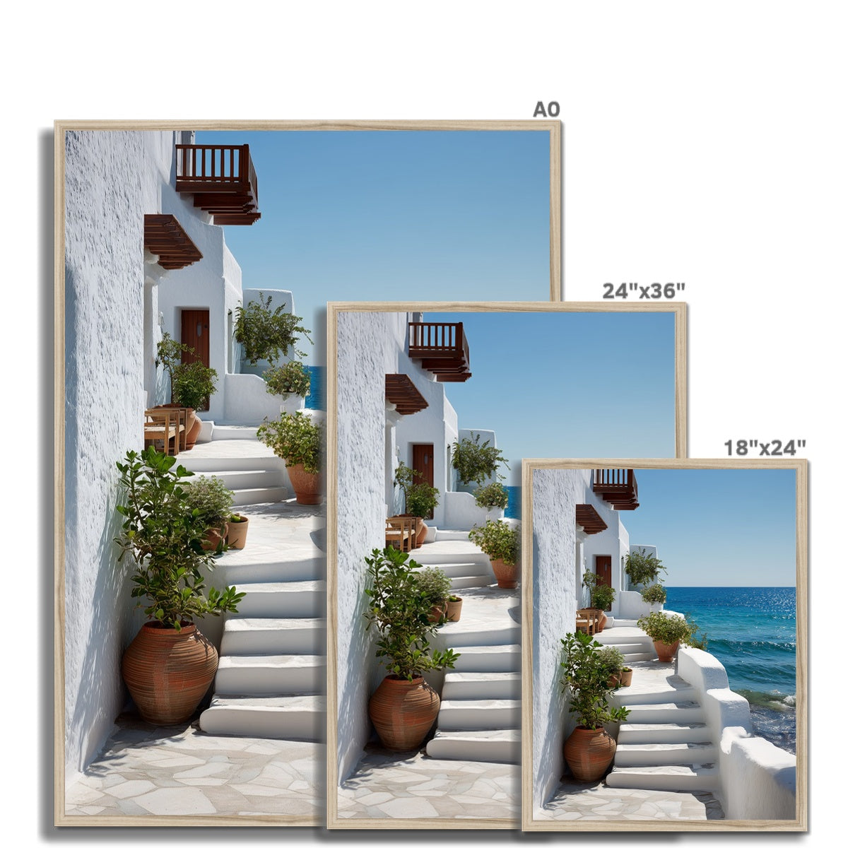 Jen Fargeot Creative | Mediterranean | Wall Art | Greek Stairs (2) | Framed Print
