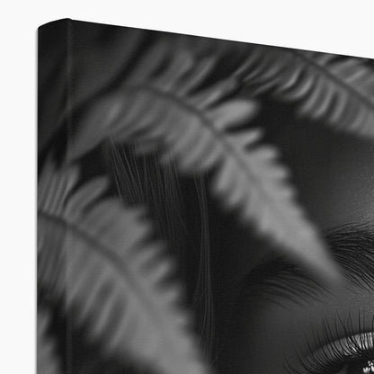 Jen Fargeot Creative | Black & White | Wall Art | Girl Behind Fern Leaves | Canvas