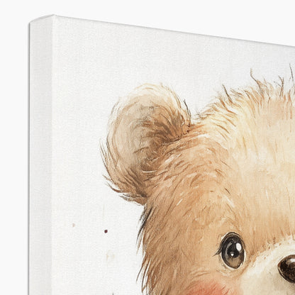 Jen Fargeot Creative | Children Watercolour | Wall Art | Teddy Bear in Wild Flowers | Canvas