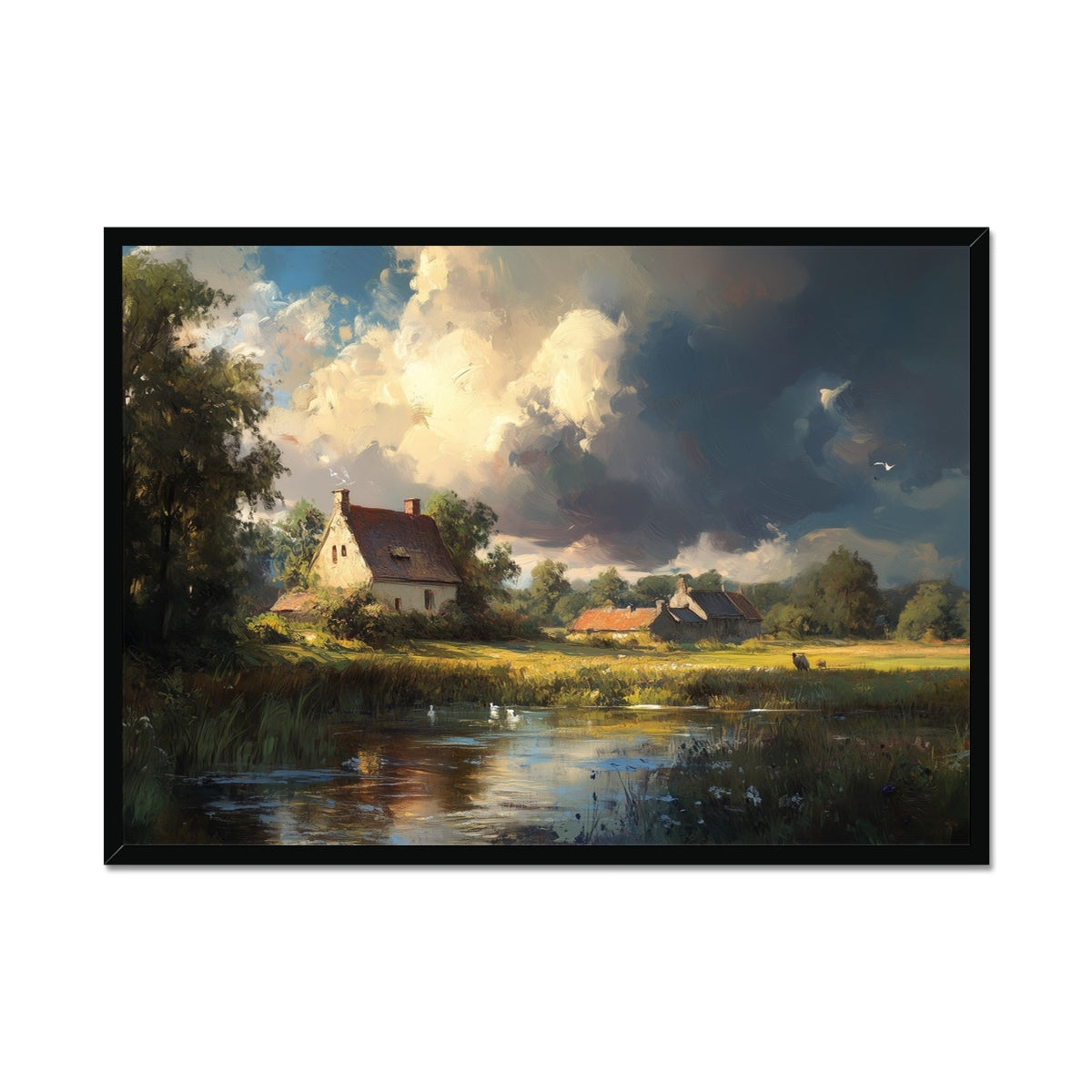 Jen Fargeot Creative | Landscape | Wall Art | The Farm and The Lake | Framed Print