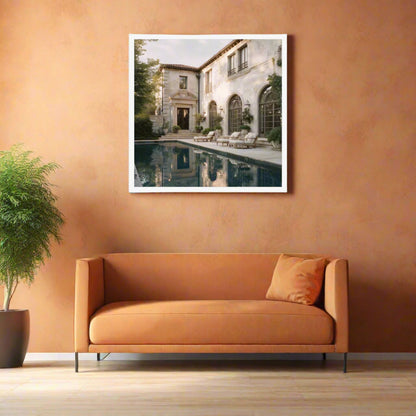 Jen Fargeot Creative | Architecture | Wall Art | The Mansion's Poolside (2) | Framed Print