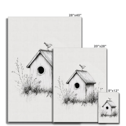 Jen Fargeot Creative | Pencil Drawing | Wall Art | Bird House | Canvas