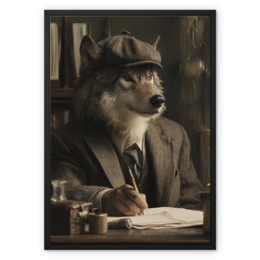 Jen Fargeot Creative | Animal | Wall Art | Writer Wolf | Framed Canvas