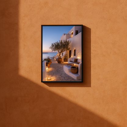 Jen Fargeot Creative | Mediterranean | Wall Art | A Mykonos Dusk (2) | Framed Print