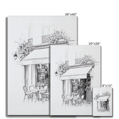 Jen Fargeot Creative | Pencil Drawing | Parisian Coffee Side Profile | Wall Art | Canvas