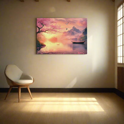 Jen Fargeot Creative | Japanese | Wall Art | The Cherry Blossom And The Skiff | Canvas